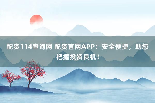 配资114查询网 配资官网APP：安全便捷，助您把握投资良机！