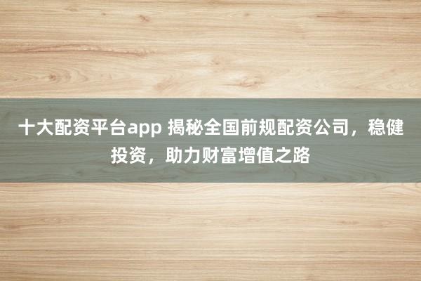 十大配资平台app 揭秘全国前规配资公司，稳健投资，助力财富增值之路