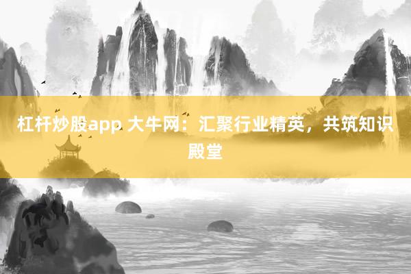 杠杆炒股app 大牛网：汇聚行业精英，共筑知识殿堂